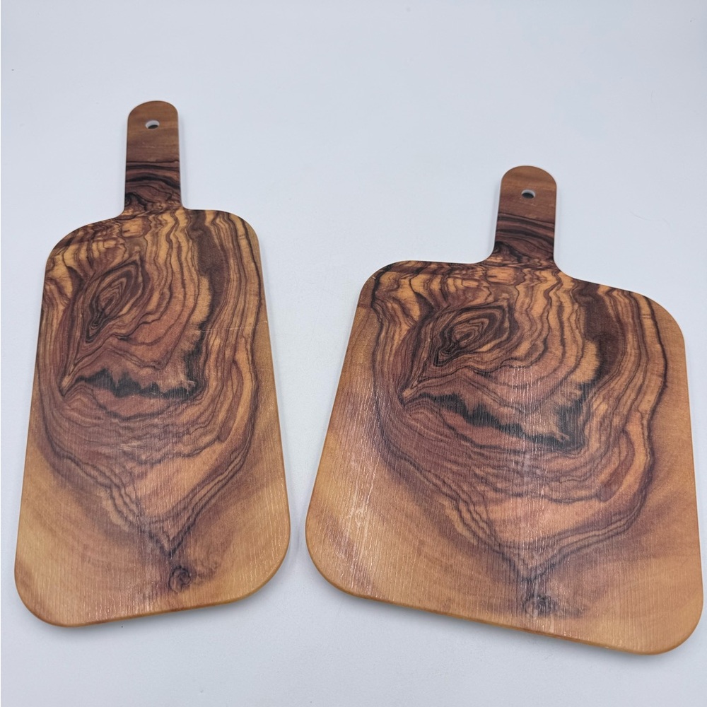 Set Of 2 American Metalcraft Serving Boards Farmhouse Decor Olive Wood 10” & 12”